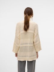VERO MODA Cream Longline Open Knit Cardigan - Image 3 of 4