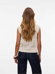 VERO MODA Cream Sleeveless Cable Knit Vest - Image 3 of 6