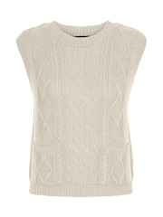 VERO MODA Cream Sleeveless Cable Knit Vest - Image 6 of 6