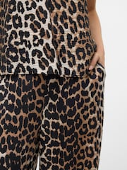 VERO MODA Brown Wide leg Leopard Print Trousers - Image 2 of 4