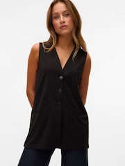 VERO MODA Black Long Line Waistcoat - Image 2 of 4