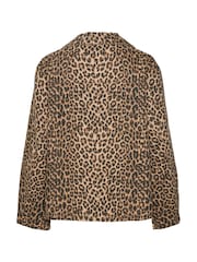 VERO MODA Brown Long Sleeve Bow Leopard Print Denim 100% Cotton Jacket - Image 6 of 6