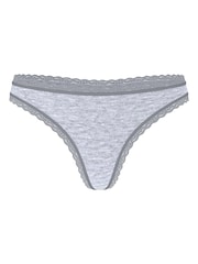 Victoria's Secret Heather Grey Thong Cotton Lace Waist Knickers - Image 3 of 3