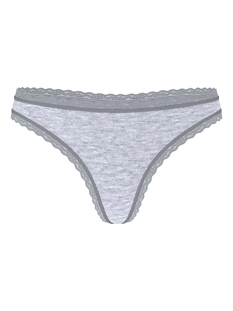 Victoria's Secret Heather Grey Thong Cotton Lace Waist Knickers - Image 3 of 3