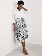 Seasalt Cornwall Blue Ready Sail Printed Jersey Midi Skirt - Image 3 of 5