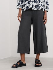 Seasalt Cornwall Black Merrivale Linen Culottes Trousers - Image 1 of 5