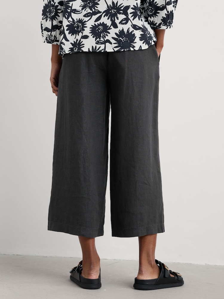 Seasalt Cornwall Black Merrivale Linen Culottes Trousers - Image 2 of 5