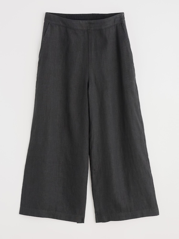 Seasalt Cornwall Black Merrivale Linen Culottes Trousers - Image 4 of 5