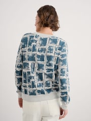 Seasalt Cornwall Blue Bright Wave Printed 100% Cotton Sweatshirt - Image 2 of 5