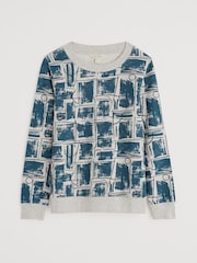 Seasalt Cornwall Blue Bright Wave Printed 100% Cotton Sweatshirt - Image 4 of 5