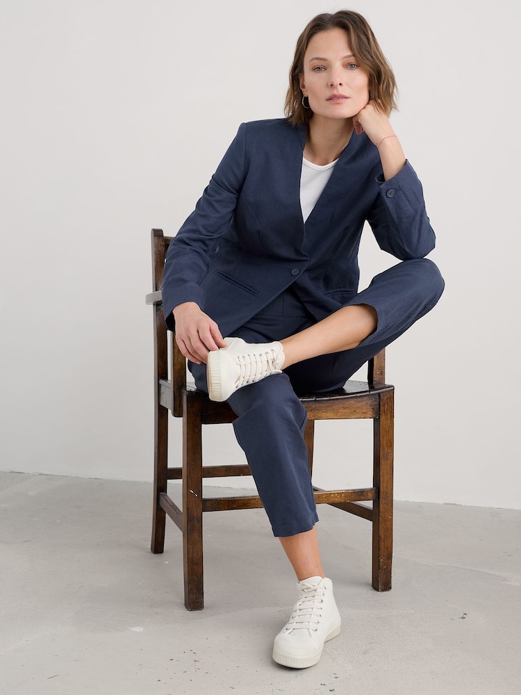 Seasalt Cornwall Blue Quintet Linen Blend Blazer - Image 1 of 5