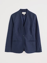 Seasalt Cornwall Blue Quintet Linen Blend Blazer - Image 4 of 5