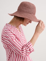 Seasalt Cornwall Pink Sculpture Garden Wide Brim Sunhat - Image 2 of 4