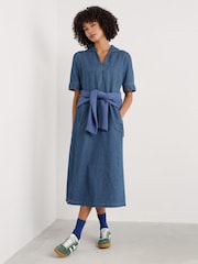 Seasalt Cornwall Blue Fen Violet Denim Dress - Image 3 of 5