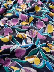 Seasalt Cornwall Black Multi Flower Weave Satin Frill Neck Print  Blouse - Image 5 of 5