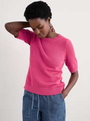 Seasalt Cornwall Pink Studio 100%  Cotton Top - Image 4 of 5