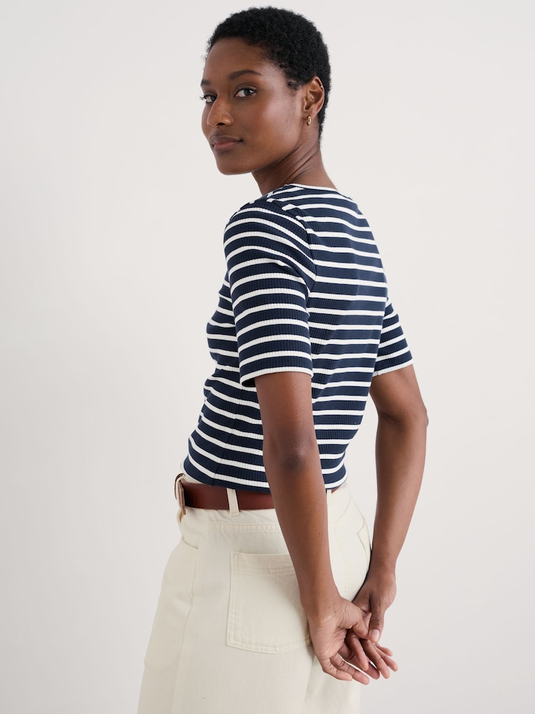 Seasalt Cornwall Blue Gorse Lane Rib T-Shirt - Image 2 of 8