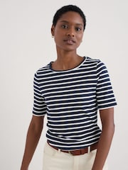 Seasalt Cornwall Blue Gorse Lane Rib T-Shirt - Image 6 of 8