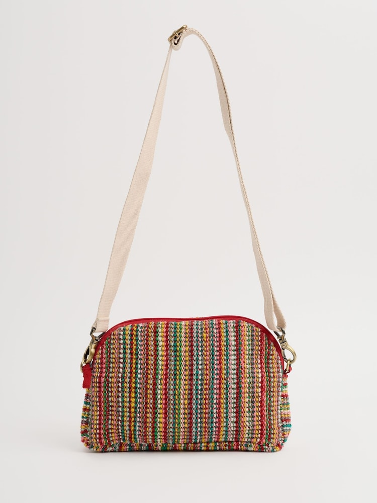 Seasalt Cornwall Brown Flourish Jute Striped Cross-Body Bag - Image 1 of 4