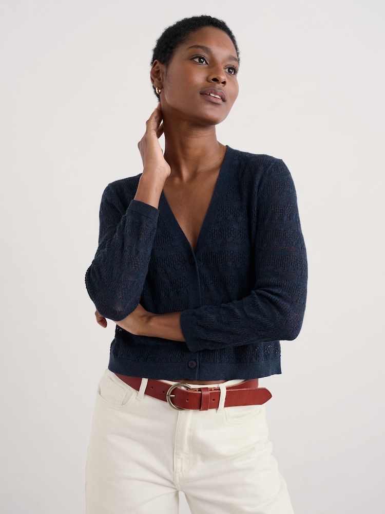 Seasalt Cornwall Blue Sweet Day 100% Cotton Cardigan - Image 2 of 4