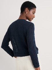 Seasalt Cornwall Blue Sweet Day 100% Cotton Cardigan - Image 3 of 4