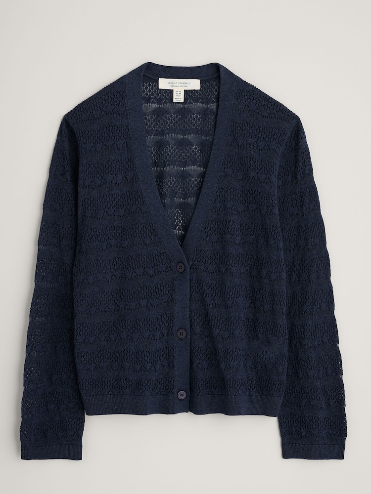 Seasalt Cornwall Blue Sweet Day 100% Cotton Cardigan - Image 4 of 4