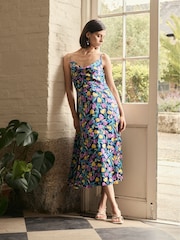 Seasalt Cornwall Blue Housel Bay Satin Cami Dress - Image 1 of 2