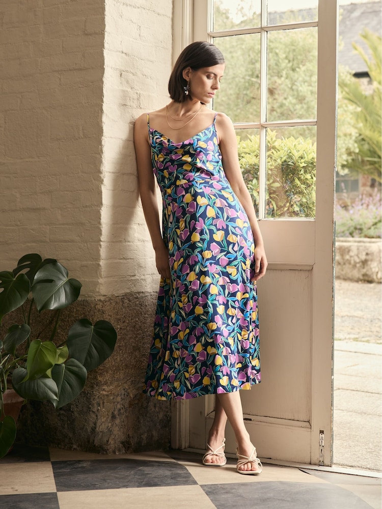Seasalt Cornwall Blue Housel Bay Satin Cami Dress - Image 1 of 2