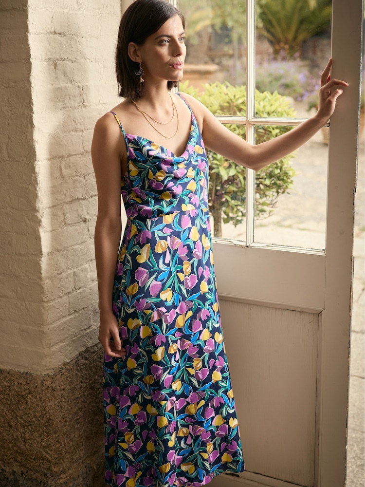 Seasalt Cornwall Blue Housel Bay Satin Cami Dress - Image 2 of 2