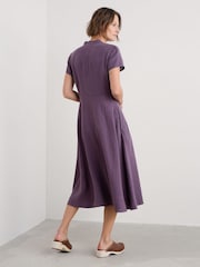 Seasalt Cornwall Purple Carved Wood Midi 	100% Linen Dress - Image 2 of 5