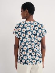 Seasalt Cornwall Blue Studio Glass V-Neck Jersey 100% Cotton Top - Image 2 of 5