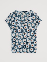 Seasalt Cornwall Blue Studio Glass V-Neck Jersey 100% Cotton Top - Image 4 of 5