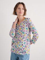 Seasalt Cornwall Black Gypsophilia Notch Neck 100% Cotton Top - Image 1 of 5