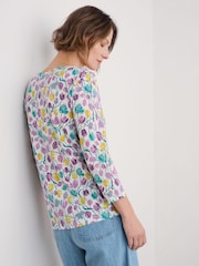 Seasalt Cornwall Black Gypsophilia Notch Neck 100% Cotton Top - Image 2 of 5