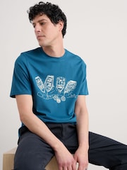 Seasalt Cornwall Blue Mens Midwatch 100% Cotton T-Shirt - Image 3 of 5