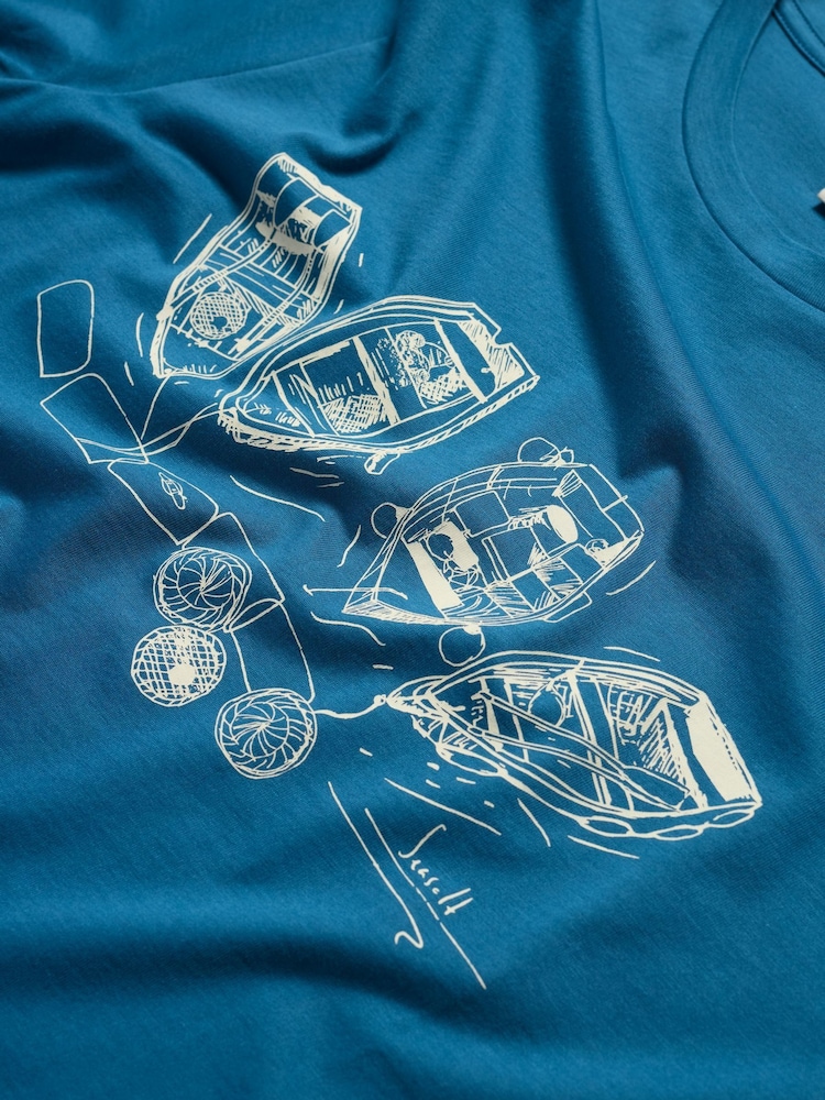 Seasalt Cornwall Blue Mens Midwatch 100% Cotton T-Shirt - Image 5 of 5