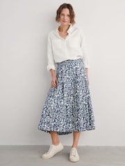 Seasalt Cornwall Blue Jamboree Chambray Midi 100% Cotton Skirt - Image 1 of 5