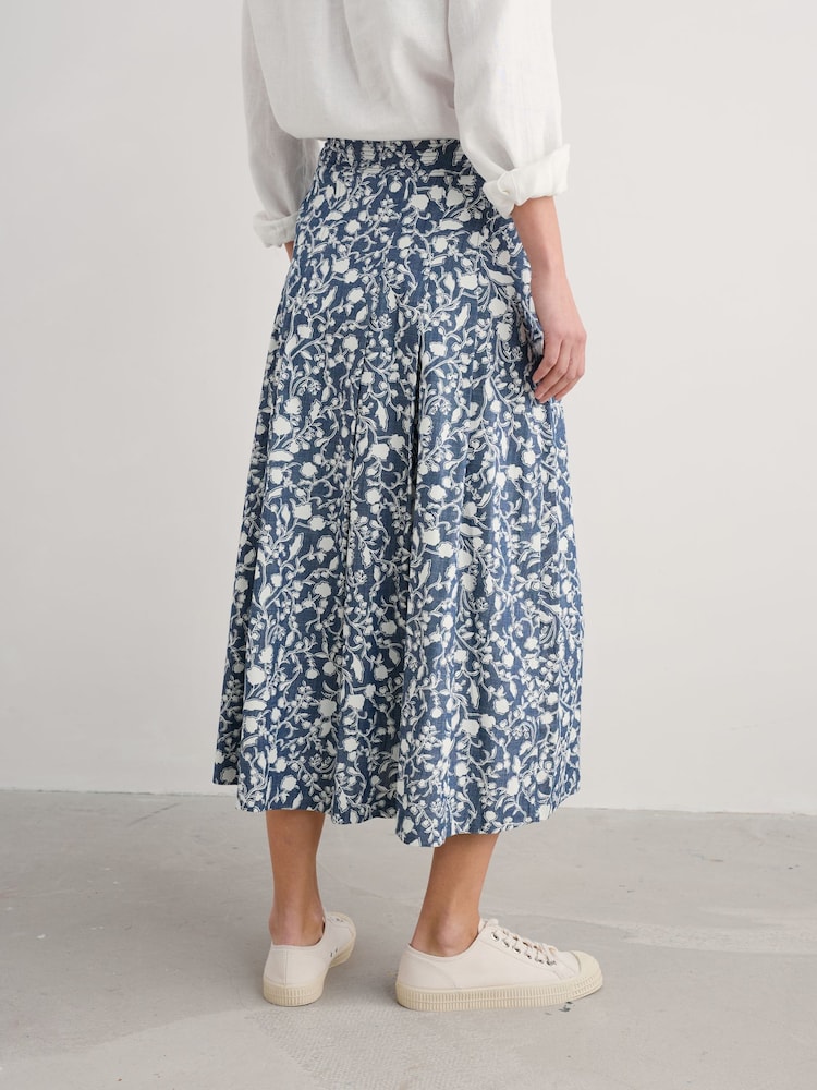 Seasalt Cornwall Blue Jamboree Chambray Midi 100% Cotton Skirt - Image 2 of 5