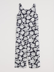 Seasalt Cornwall Daisy Shadow Inkwell Salt Air 100% Linen Jumpsuit - Image 4 of 5