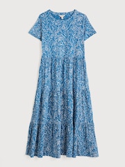 Seasalt Cornwall Blue 100% Cotton Strokes Short Sleeve Dress - Image 4 of 5