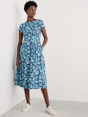 Seasalt Cornwall Blue Wild Bouquet Jersey Midi Dress - Image 1 of 4