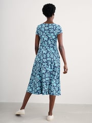 Seasalt Cornwall Blue Wild Bouquet Jersey Midi Dress - Image 2 of 4
