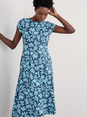 Seasalt Cornwall Blue Wild Bouquet Jersey Midi Dress - Image 3 of 4