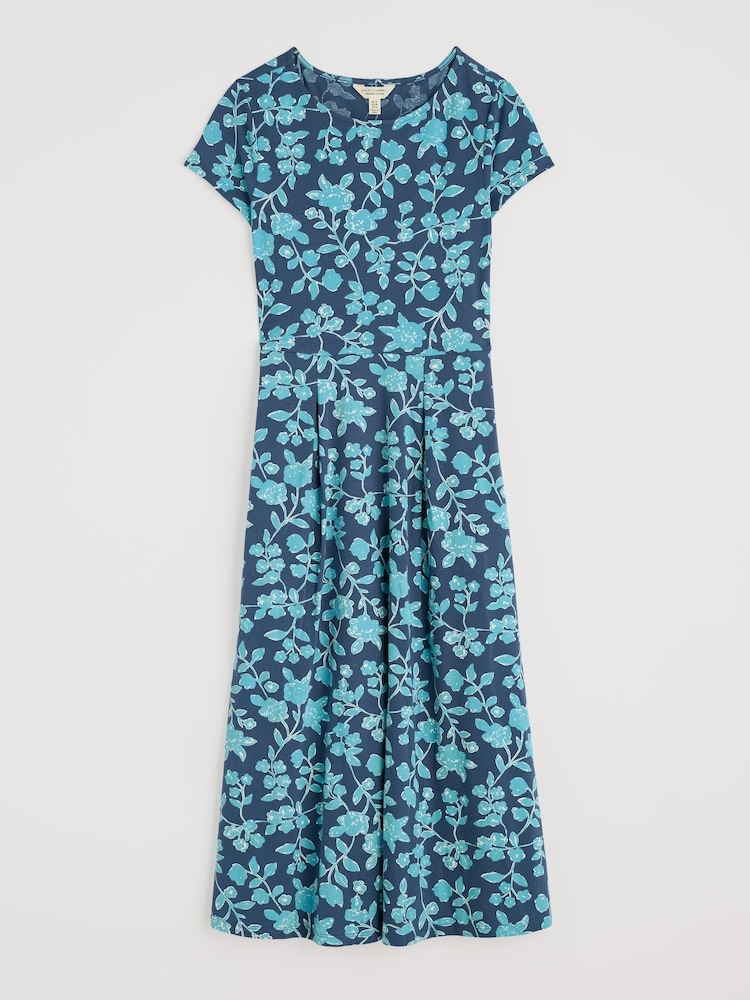 Seasalt Cornwall Blue Wild Bouquet Jersey Midi Dress - Image 4 of 4