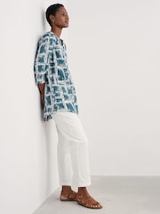 Seasalt Cornwall Blue Op Art 100% Cotton Tunic Top - Image 3 of 5