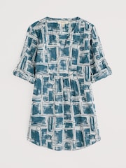 Seasalt Cornwall Blue Op Art 100% Cotton Tunic Top - Image 4 of 5