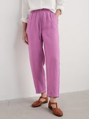 Seasalt Cornwall Purple Dipping Sun 100% Linen Trousers - Image 1 of 5