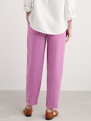 Seasalt Cornwall Purple Dipping Sun 100% Linen Trousers - Image 2 of 5