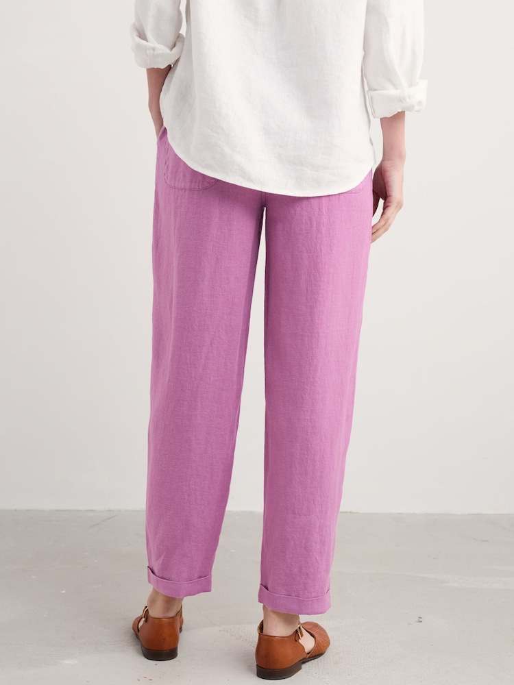 Seasalt Cornwall Purple Dipping Sun 100% Linen Trousers - Image 2 of 5
