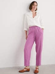 Seasalt Cornwall Purple Dipping Sun 100% Linen Trousers - Image 3 of 5